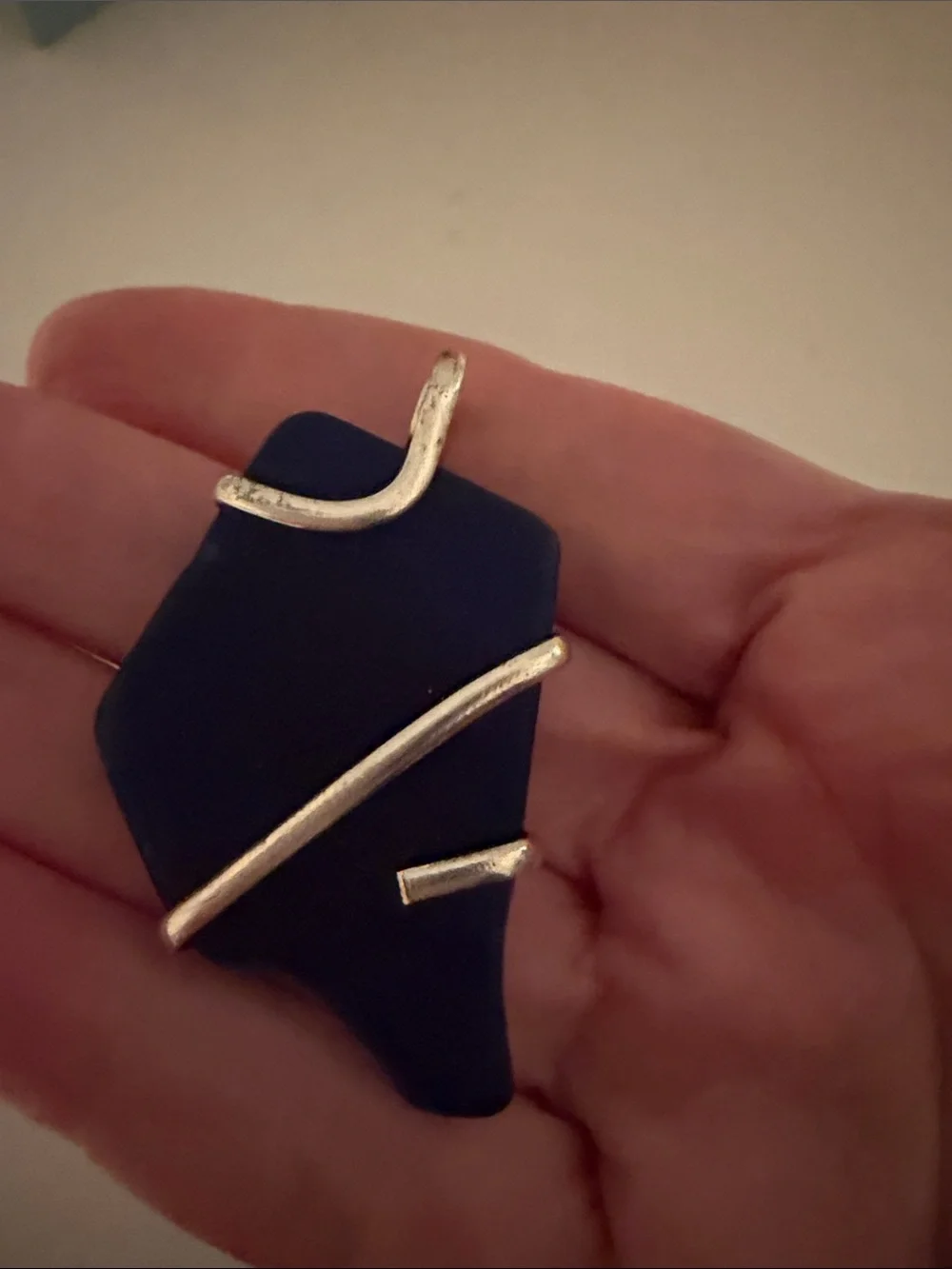 Sea Glass Pendant Set in Teal and Cobalt Blue - Picture 4 of 6